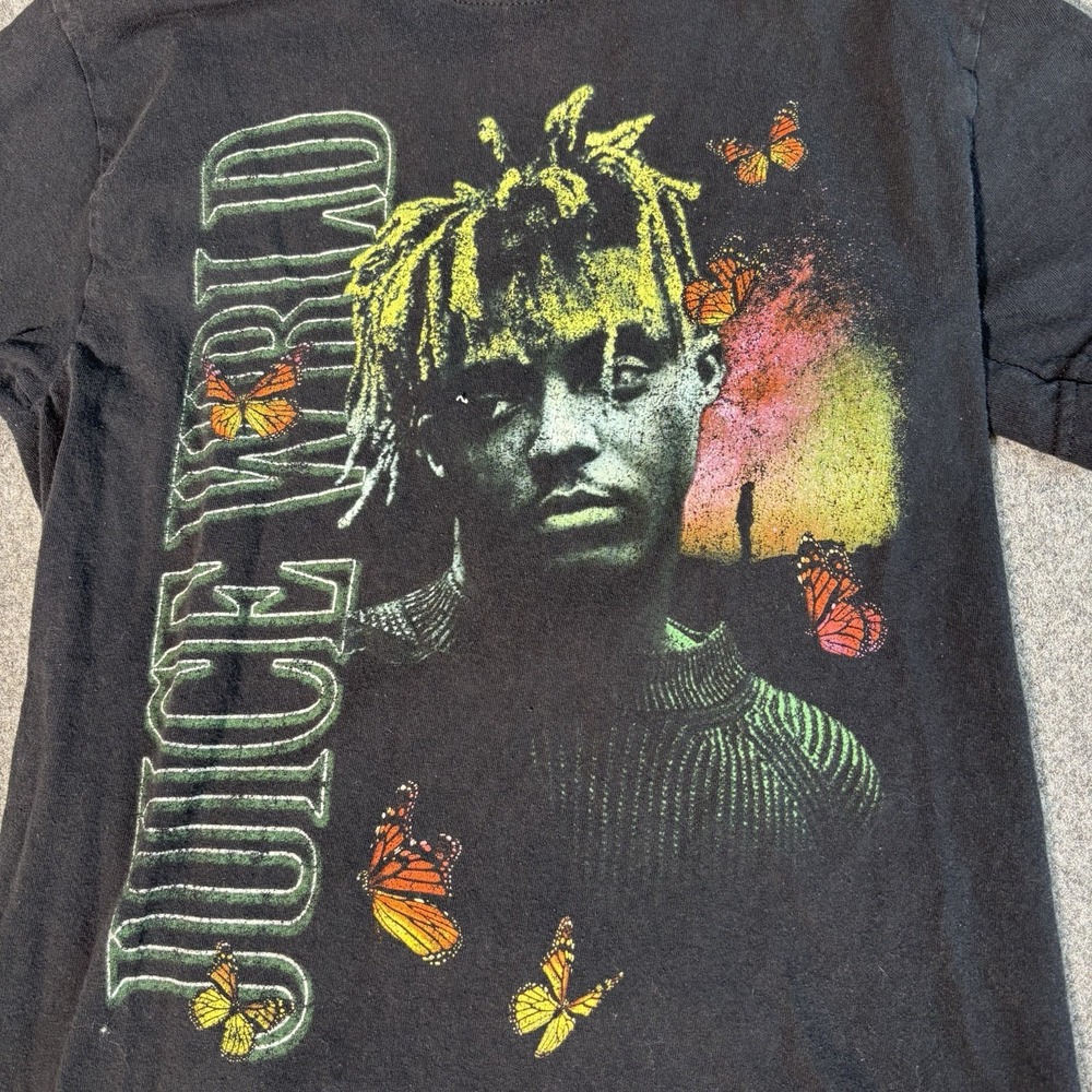 Juice Wrld Shirt Womens Small Black Graphic Tee 999 Rap Hip Hop Butterfly Street